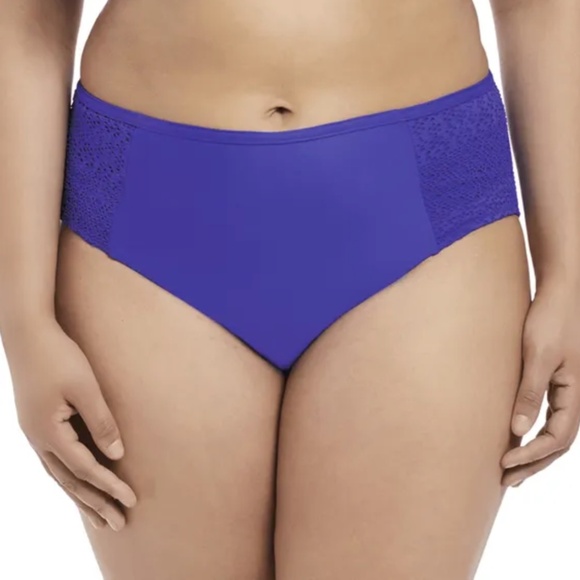 NEW Elomi Indie Crochet Mid Rise Bikini Brief Swim Bottom 7534 Indigo Blue - Picture 1 of 4